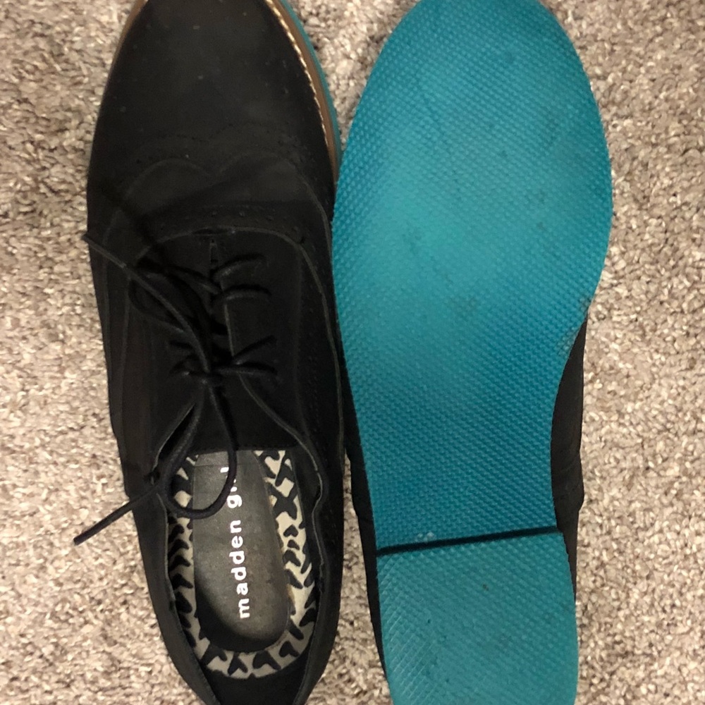 Madden girl black suede loafers size 8.5.